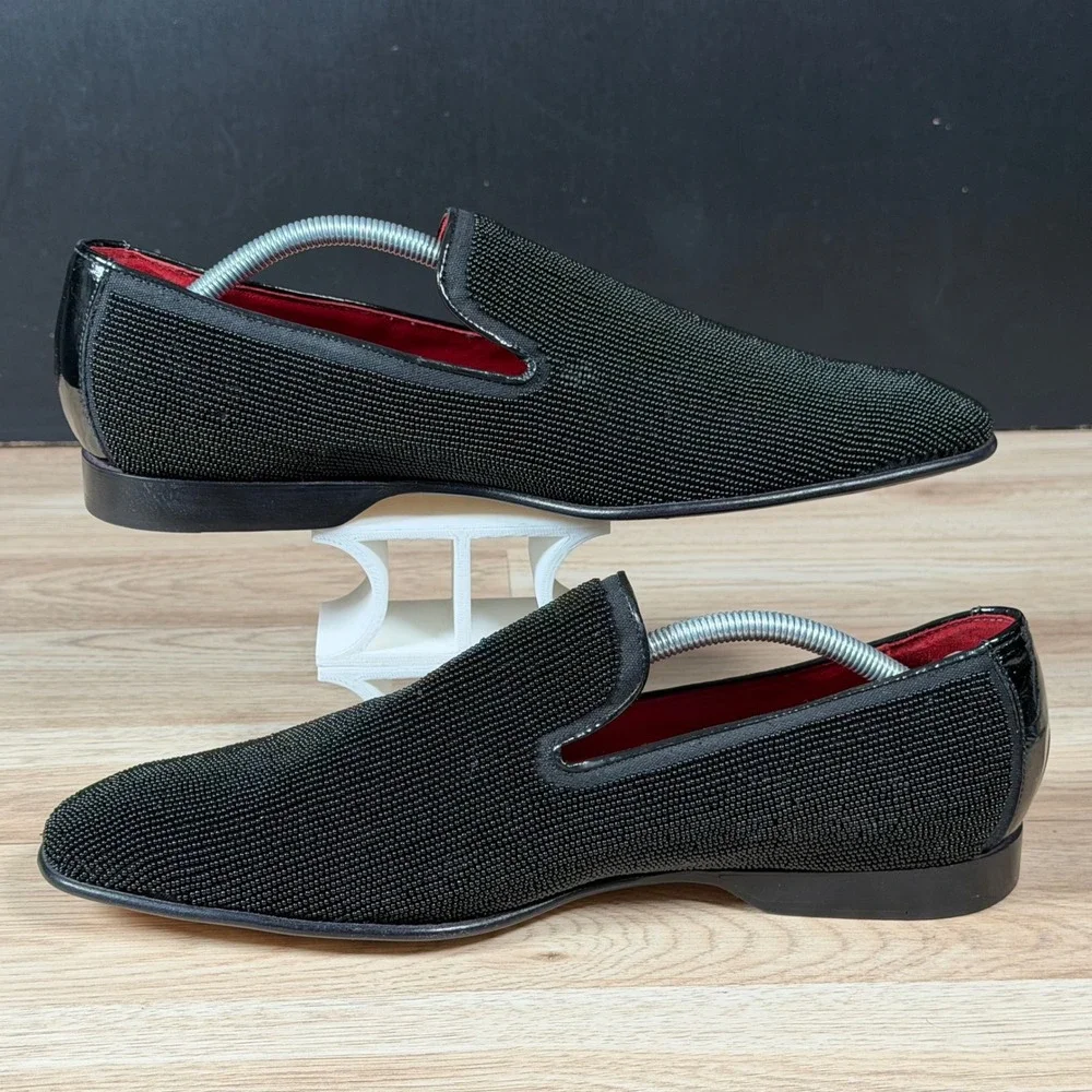 Donald J Pliner Loafers Mens Size 10 M Black Beaded Formal Shoes Preppy Luxury